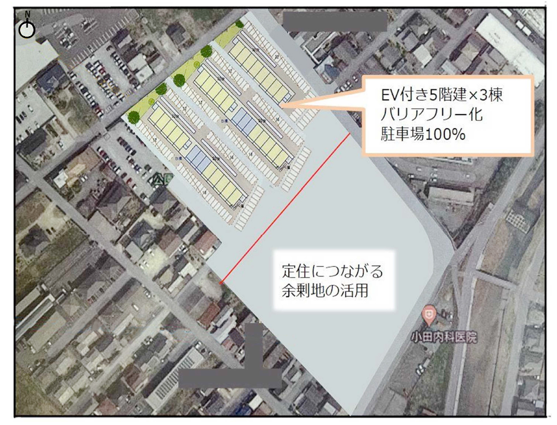 中耐5階3棟で170戸 笠岡市住富岡団地建替案